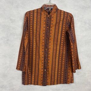 Vintage Orange and Blue Patterned Shirt